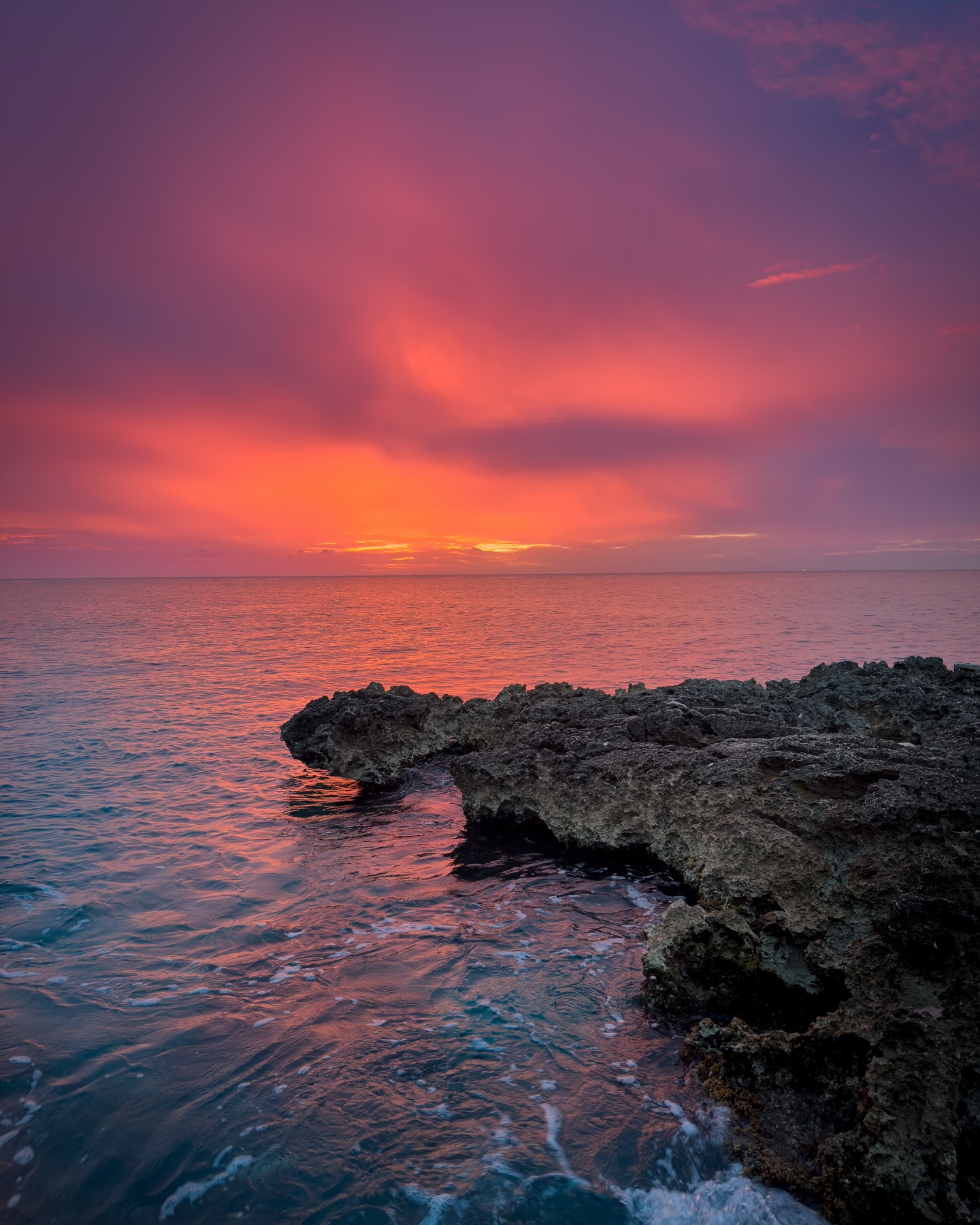 Breathtaking sunset at the coast of Cozumel, Mexico